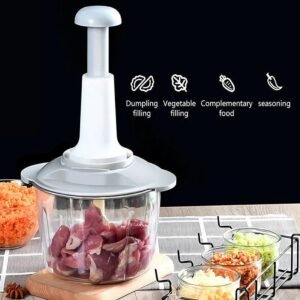 Manual Food Chopper, 1500ML Speedy With 4 Curved Stainless Steel Blades