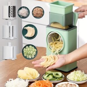 Vegetable Cutter | 3 in 1 Vegetable Cutter for Kitchen | Graters | Salad Cutter | Multifunctional Slicer | Chopper | Easy Removable and Washable Rotary Grater Cheese Crusher Interchangeable Blades for Safe, Efficient Food Prep